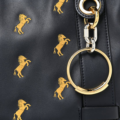 Chloe Smooth Calfskin Little Horses Embroidered Tao Zipped Tote Black 6 of 14