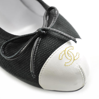 Chanel Toile and Leather Stretch Cap Toe Pumps 37.5 8 of 8