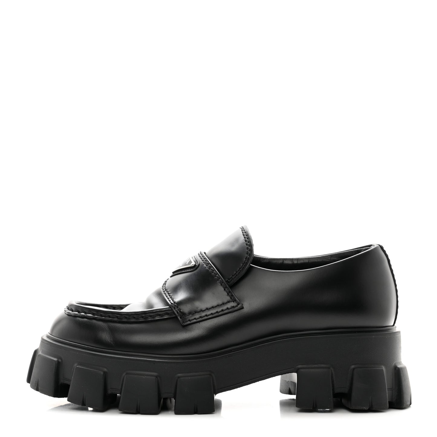 Spazzolato Rois Metal Triangle Logo Mens Monolith 60mm Loafers 6 Black