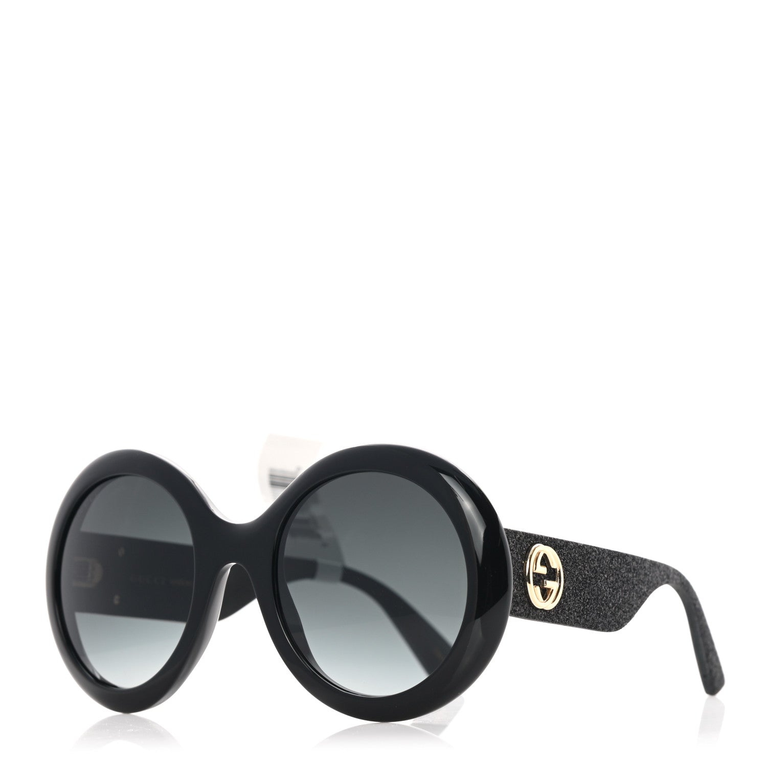 Gucci Acetate Round GG0101S Glitter Sunglasses Black 1 of 8