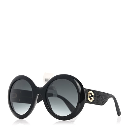 Gucci Acetate Round GG0101S Glitter Sunglasses Black 1 of 8