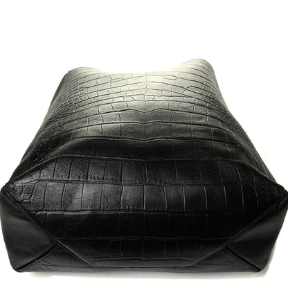 Celine Lambskin Crocodile Embossed Vertical Cabas Black 7 of 7