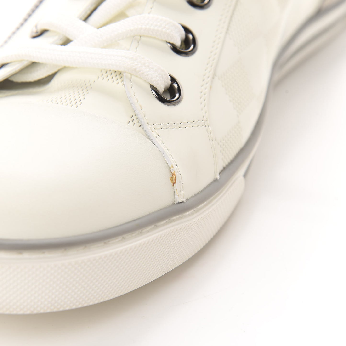 Calfskin Suede Damier Infini Mens Aventure Zip Up Sneaker 9 White