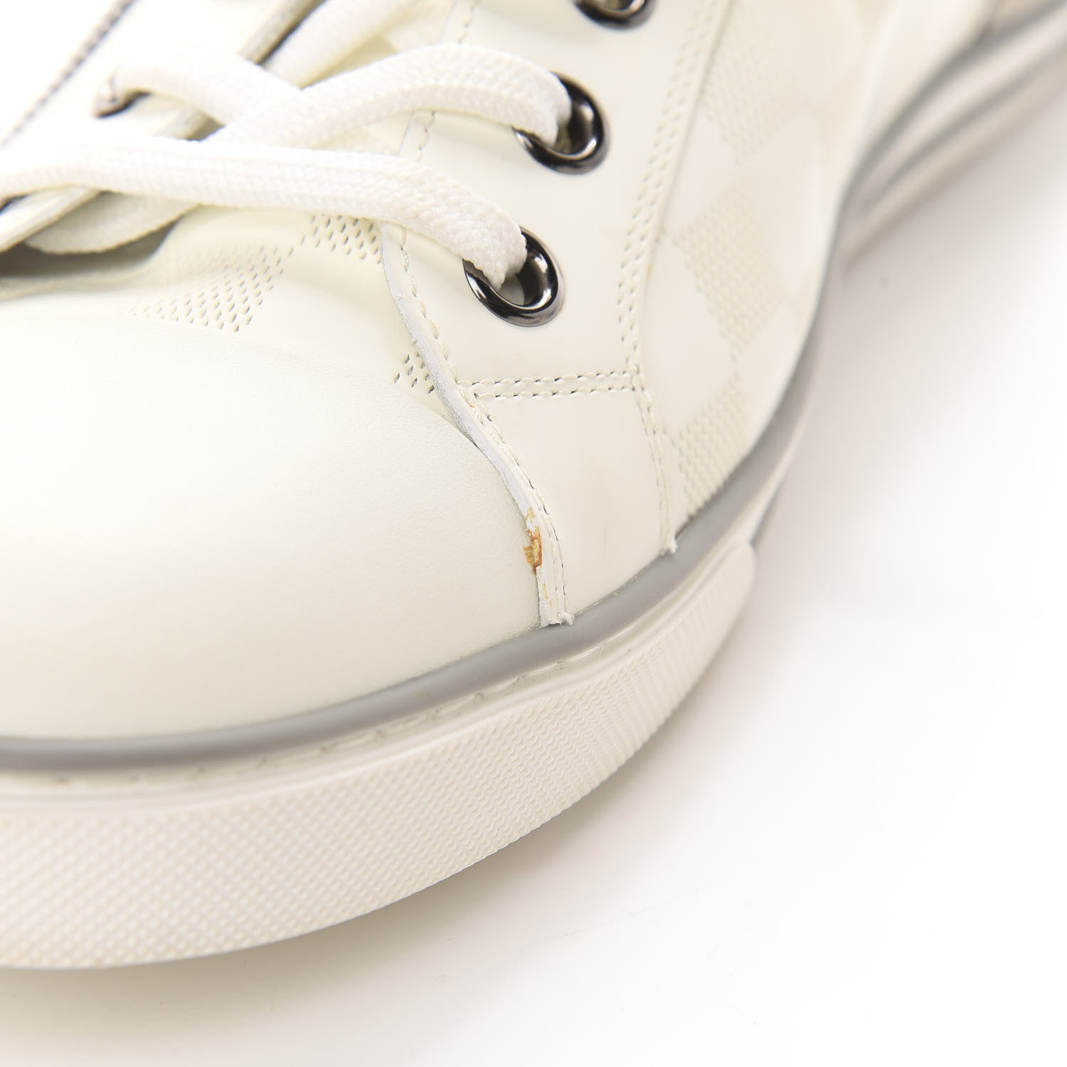 Louis Vuitton Calfskin Suede Damier Infini Mens Aventure Zip Up Sneaker 9 White 10 of 12