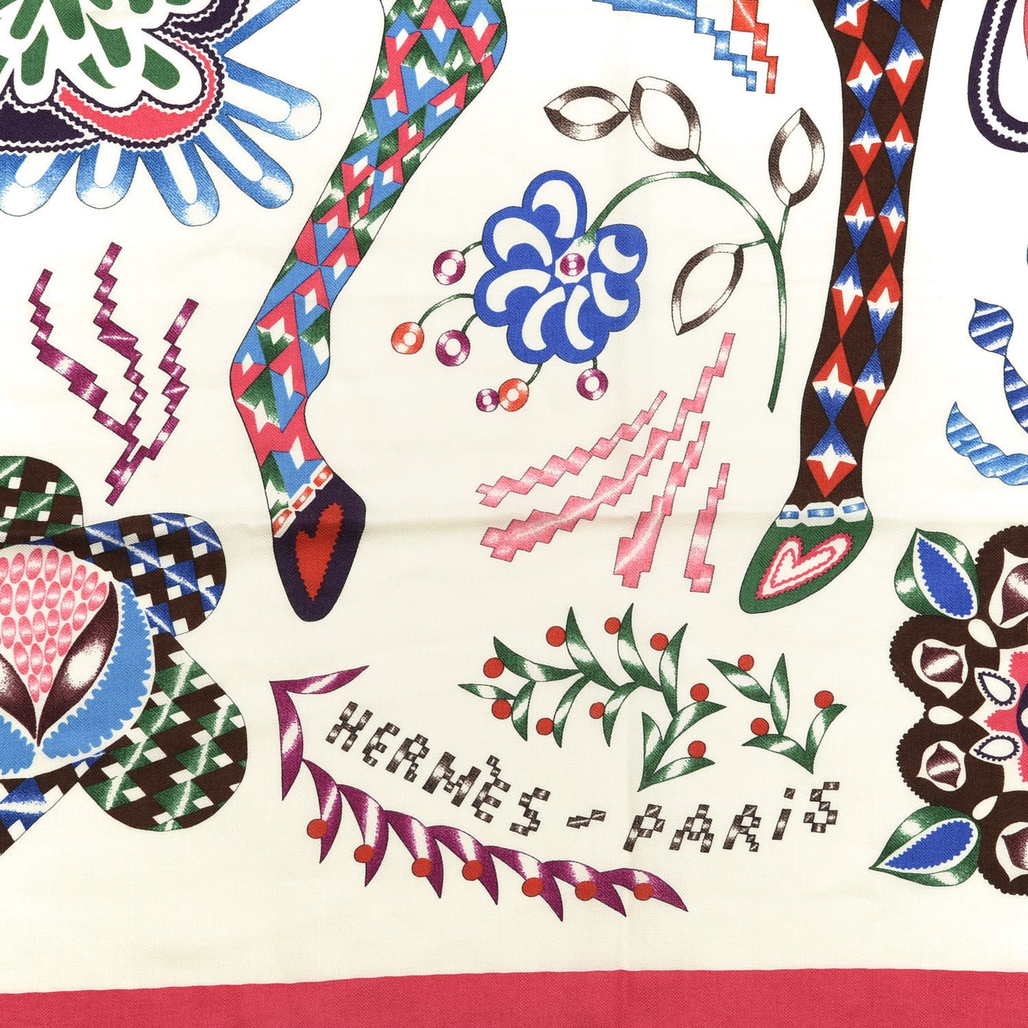 Cashmere Silk En Attendant Ulysse Shawl 140 White Rose Vif Multicolor