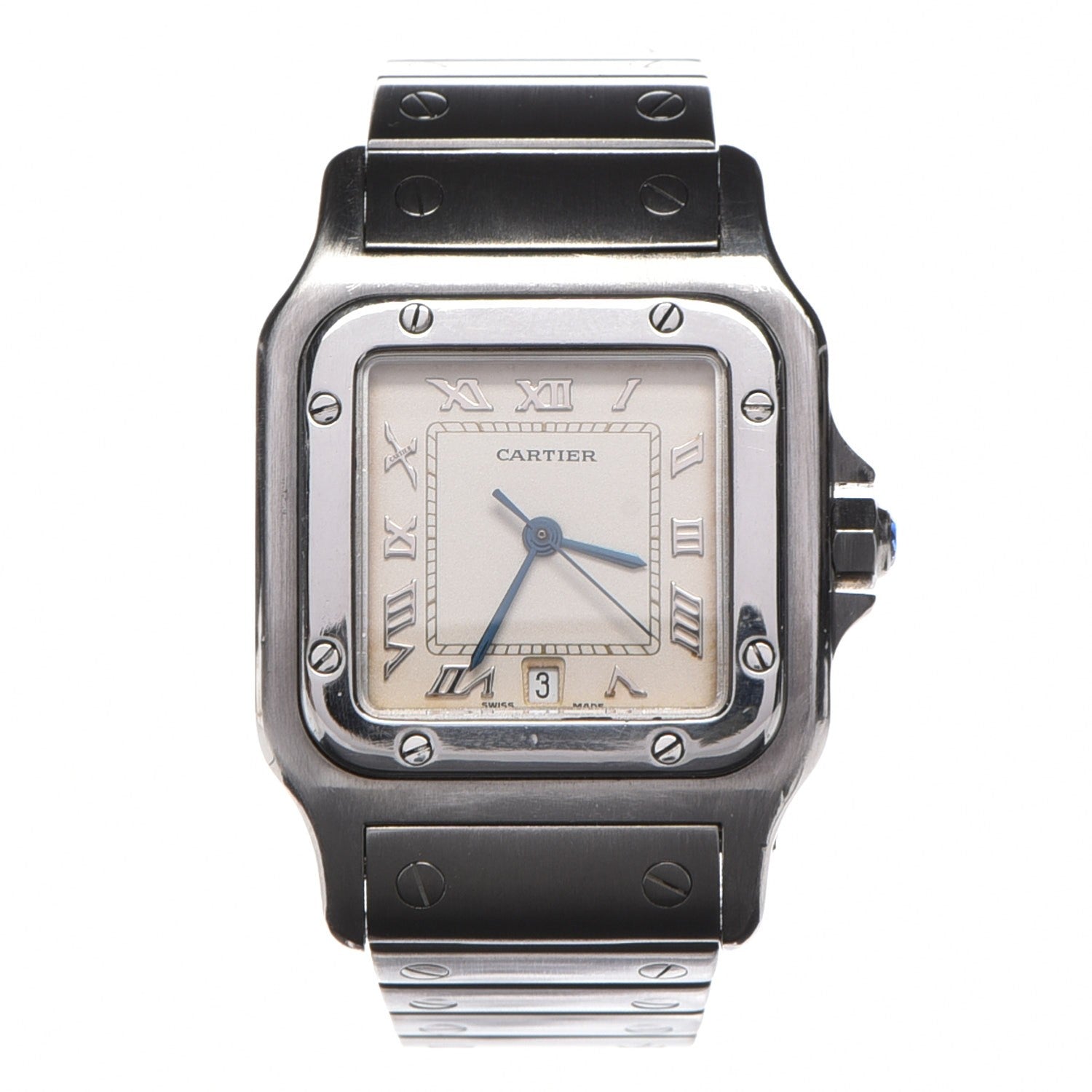 Cartier Stainless Steel 29mm Santos De Galbee Quartz Watch 1 of 8
