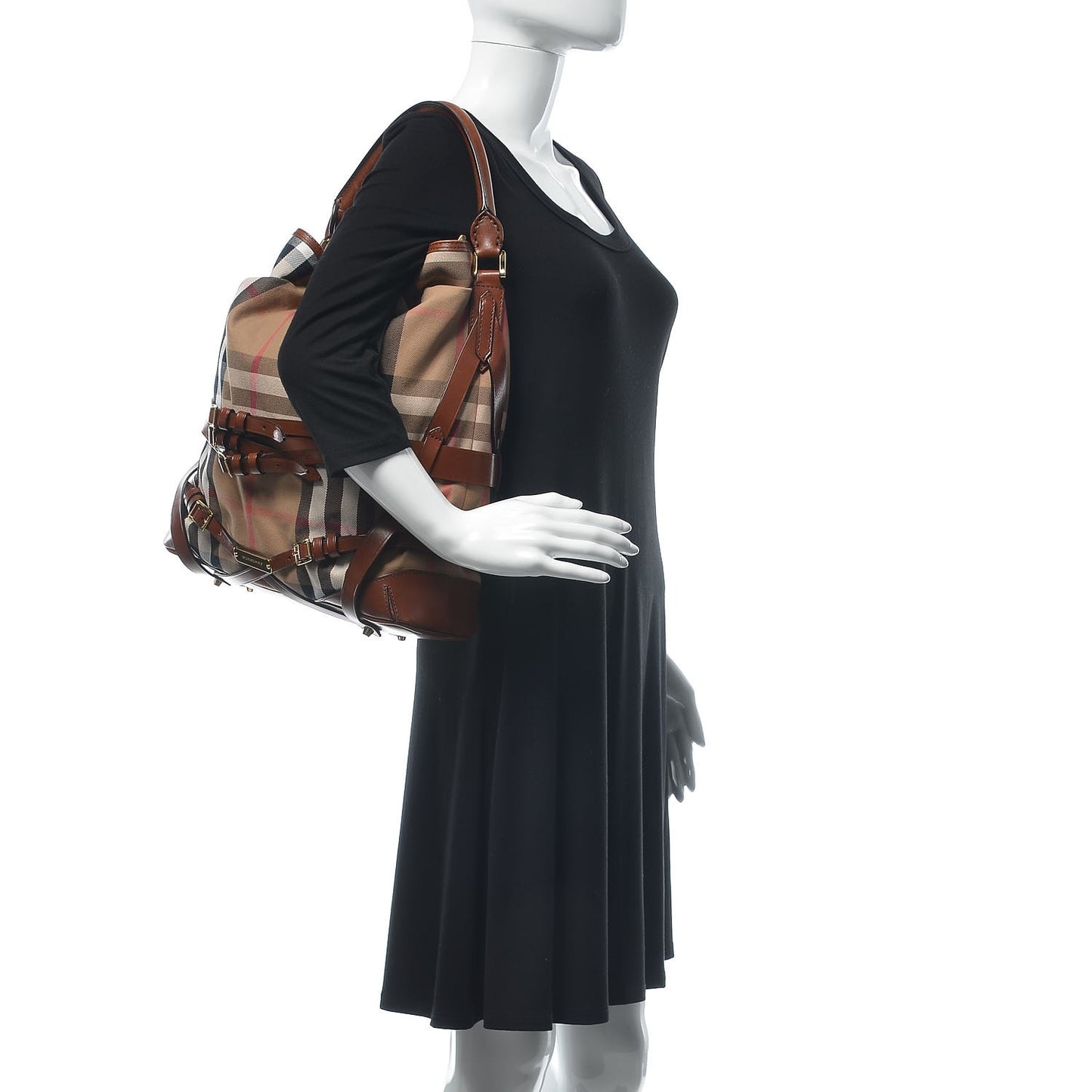 House Check Bridle Calfskin Medium Gosford Hobo Dark Tan