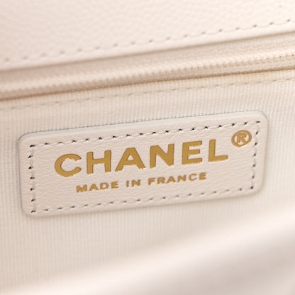 Chanel Caviar Quilted School Memory Small Top Handle Flap White 6 of 10