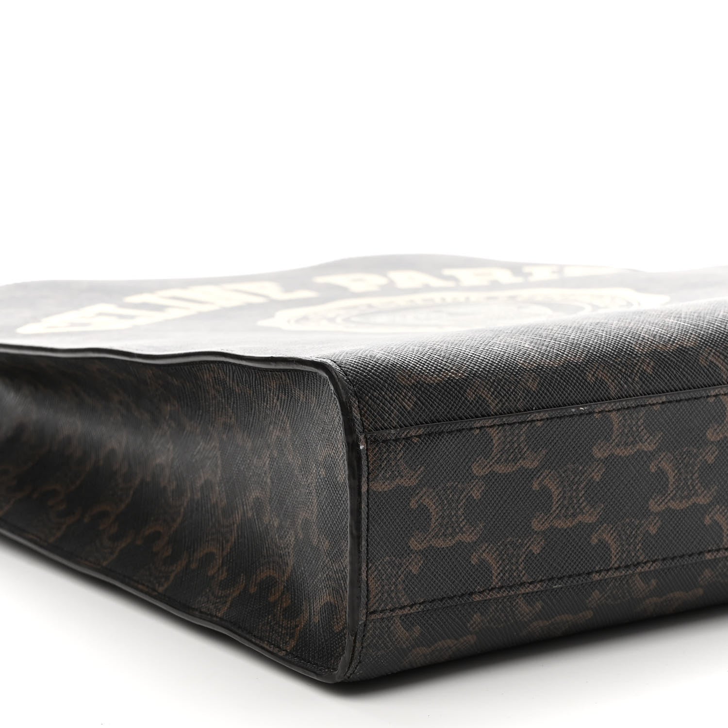 Celine Triomphe Canvas Calfskin Paris Print Small Vertical Cabas Tan 7 of 8