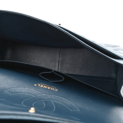 Chanel Metallic Caviar Quilted Jumbo Double Flap Dark Blue 4 of 10