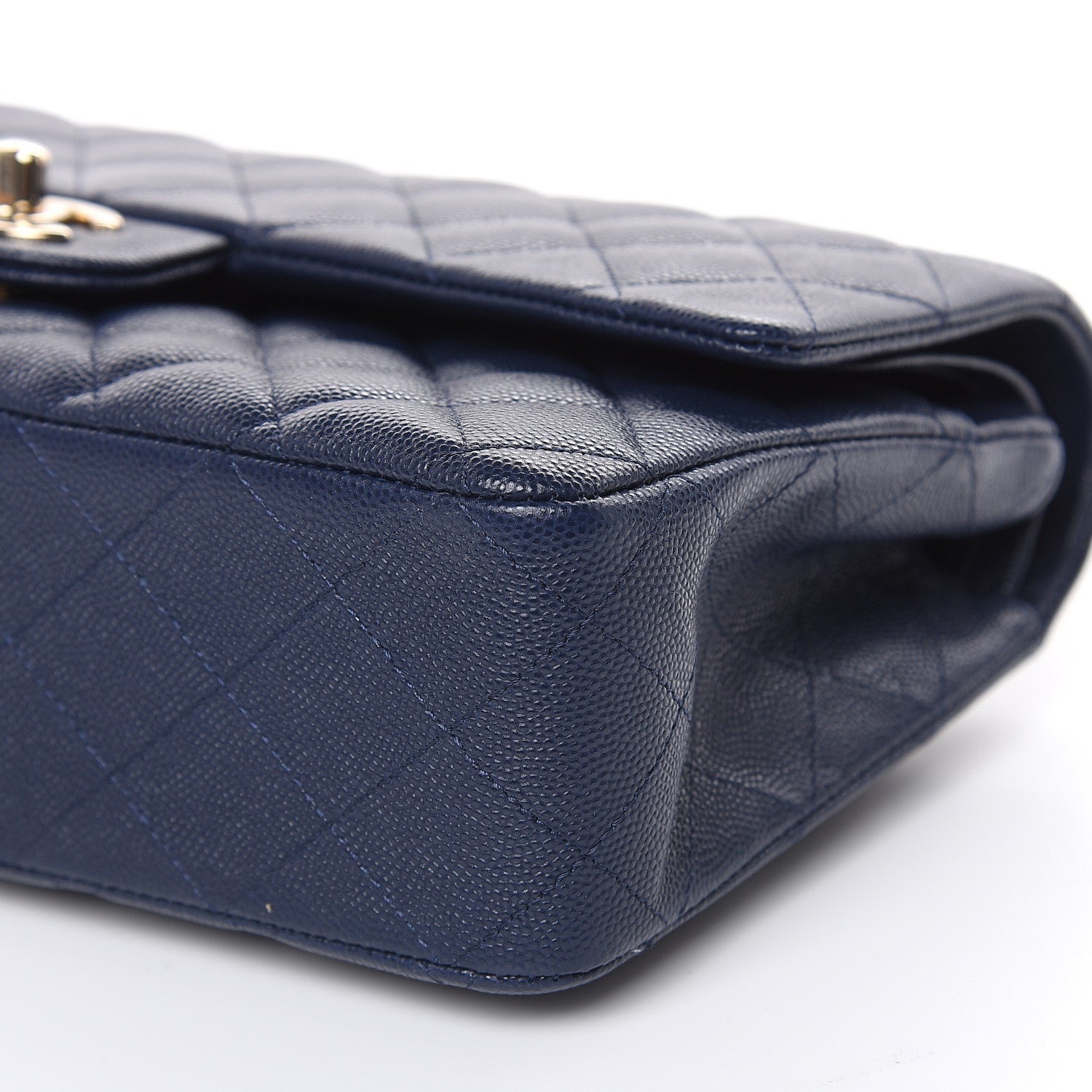 Chanel Caviar Quilted Medium Double Flap Navy 9 of 10