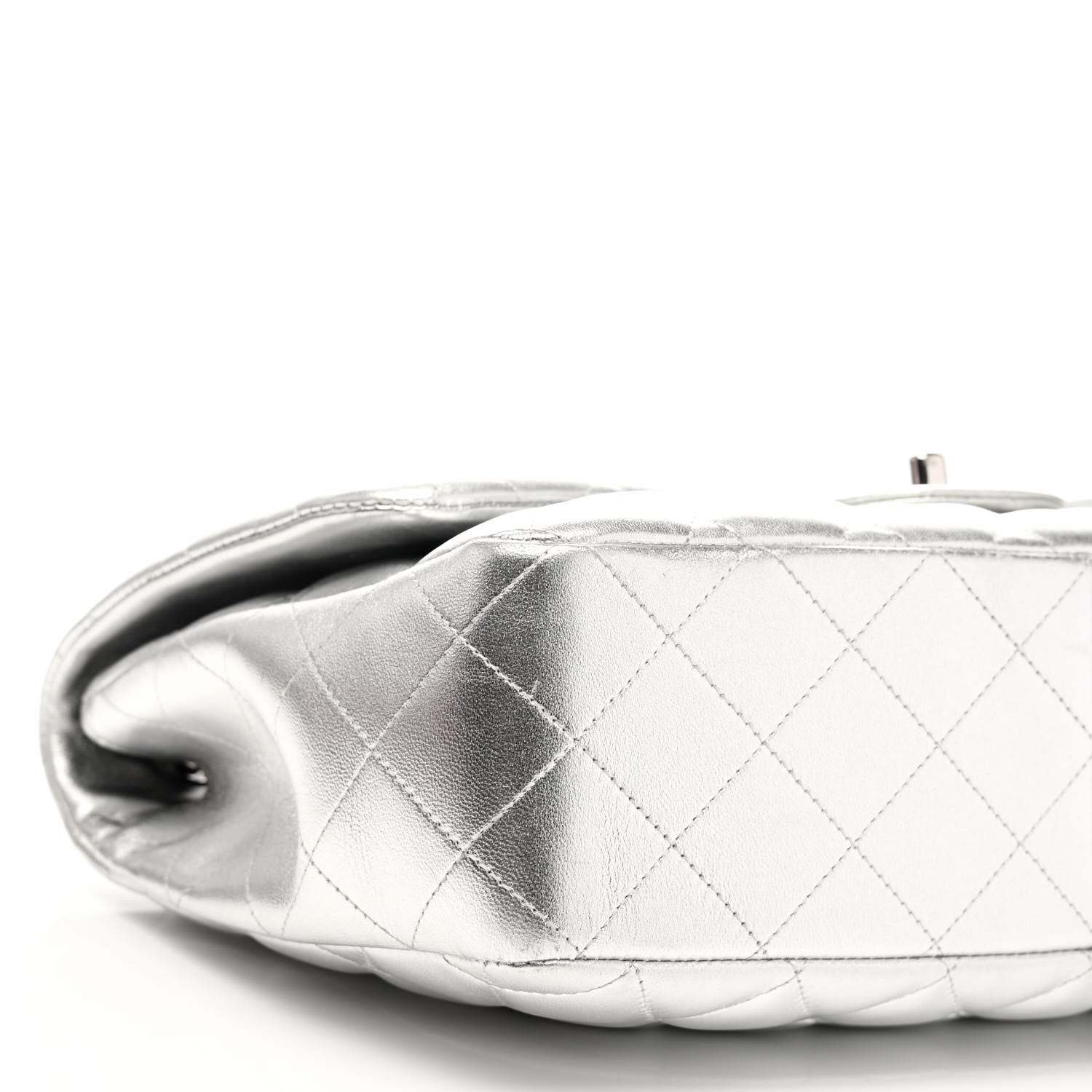 Chanel Metallic Lambskin Quilted Jumbo Single Flap Silver 9 of 10