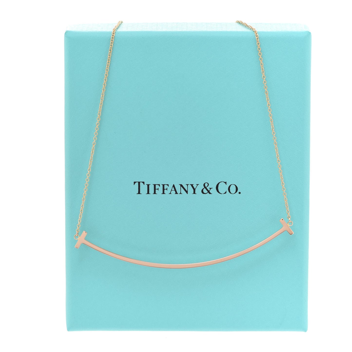 18K Rose Gold Large T Smile Pendant Necklace