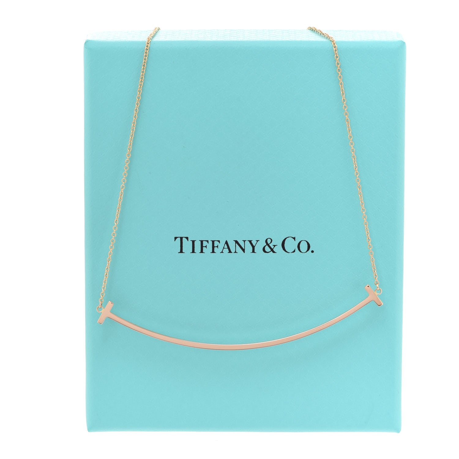 Tiffany 18K Rose Gold Large T Smile Pendant Necklace 6 of 6
