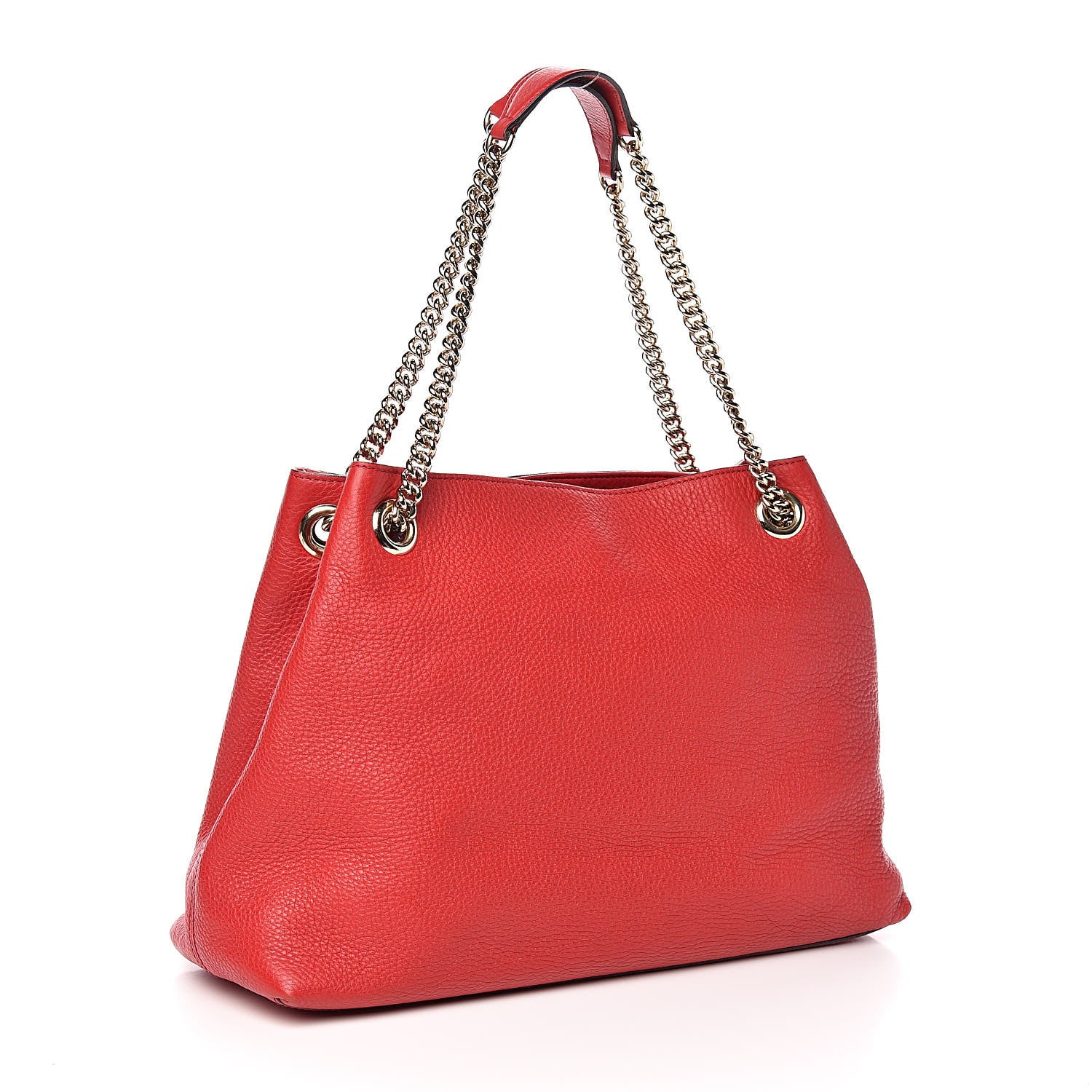 Gucci Pebbled Calfskin Medium Soho Chain Shoulder Bag Tabasco Red 3 of 14