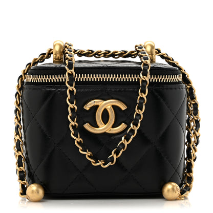 Chanel Calfskin Quilted Mini Perfect Fit Vanity Case With Chain Black 1 of 11