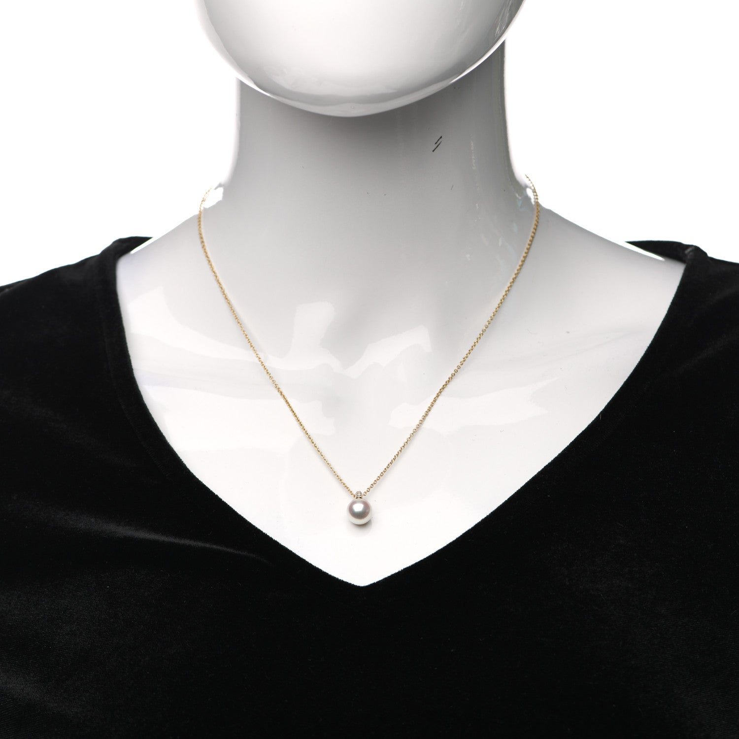 Mikimoto 18K Yellow Gold Diamond Akoya Pearl 8.5-9mm Pendant Necklace 2 of 5