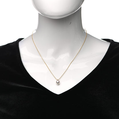 Mikimoto 18K Yellow Gold Diamond Akoya Pearl 8.5-9mm Pendant Necklace 2 of 5