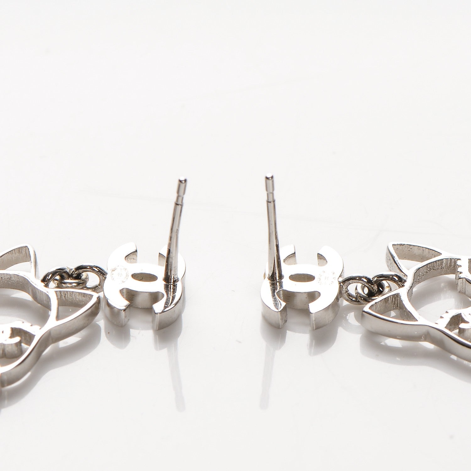 Chanel Crystal Emoji Choupette Cat CC Earrings Silver 3 of 4
