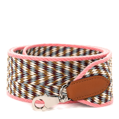 Hermes Toile Swift 50mm Sangle ZigZag Shoulder Strap Rose d'Ete White Gold 1 of 6