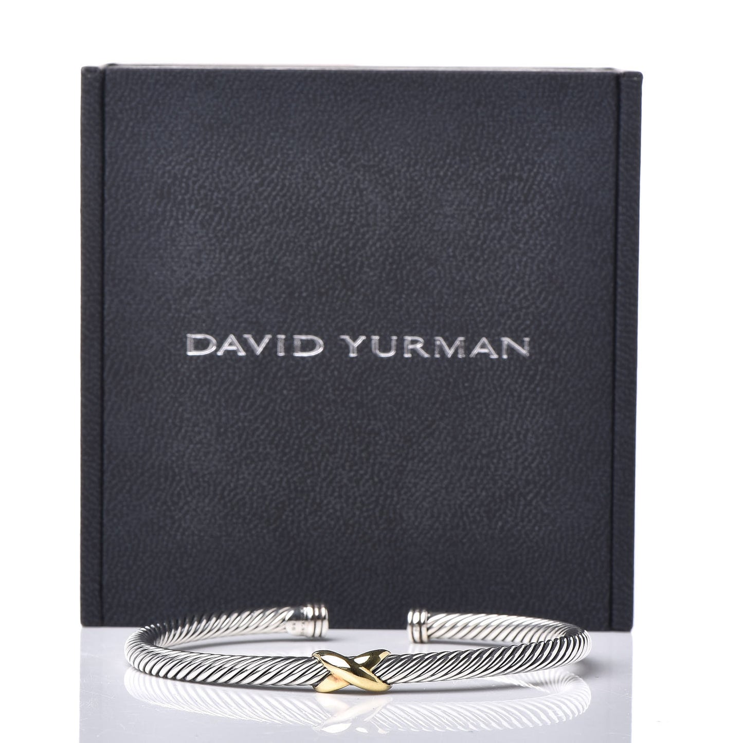 Sterling Silver 18K Yellow Gold 4mm X Station Cable Bracelet