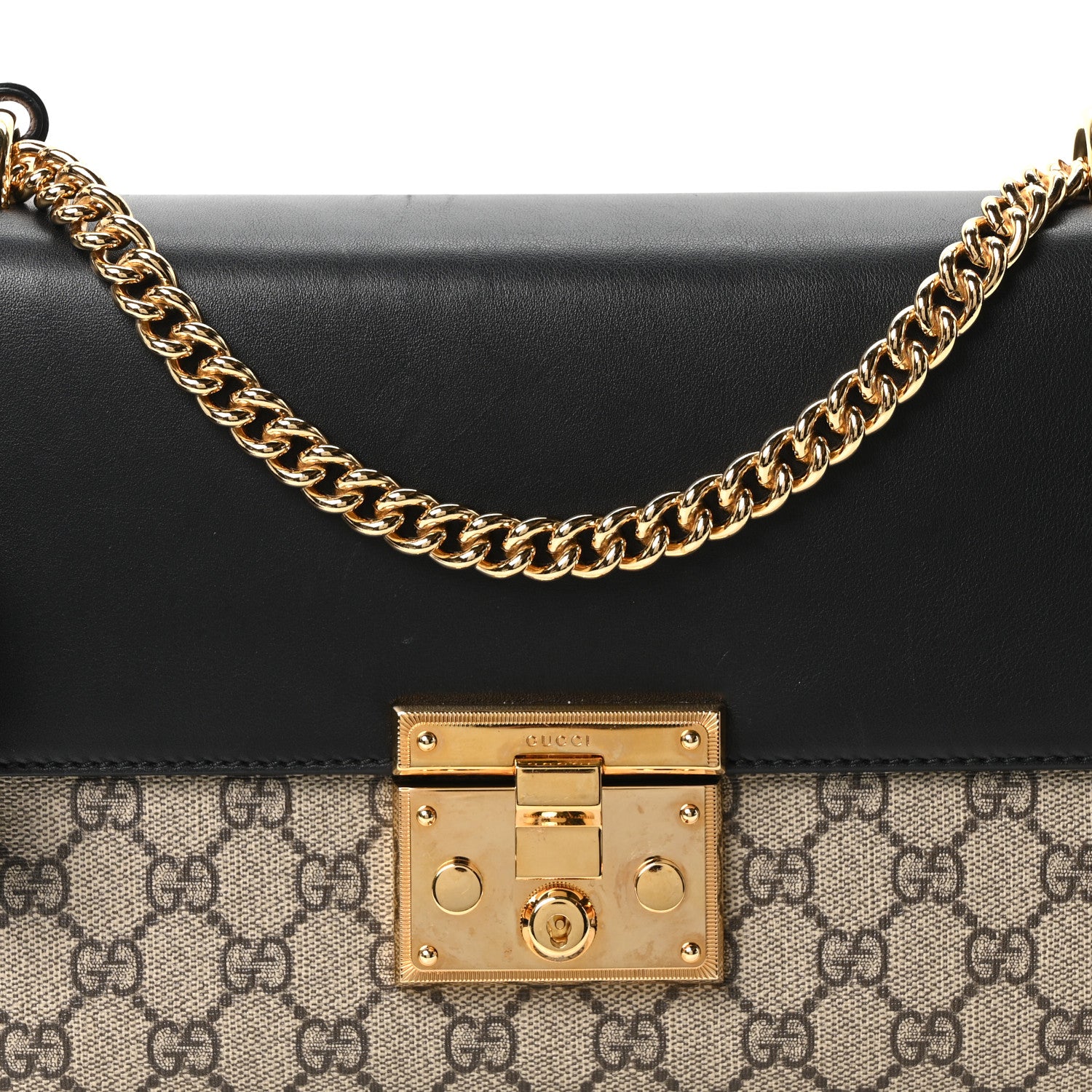 Gucci GG Supreme Monogram Calfskin Medium Padlock Shoulder Bag Beige Black Cuir 8 of 10