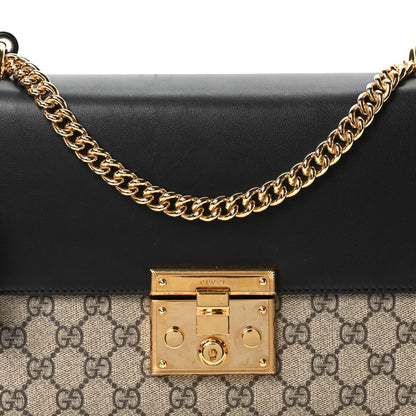 Gucci GG Supreme Monogram Calfskin Medium Padlock Shoulder Bag Beige Black Cuir 8 of 10