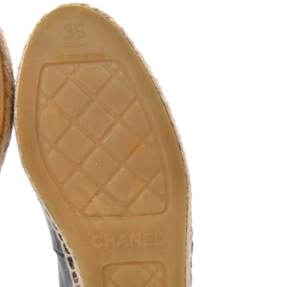 Chanel Patent Calfskin Metallic Goatskin CC Espadrilles 35 Black Silver 8 of 10
