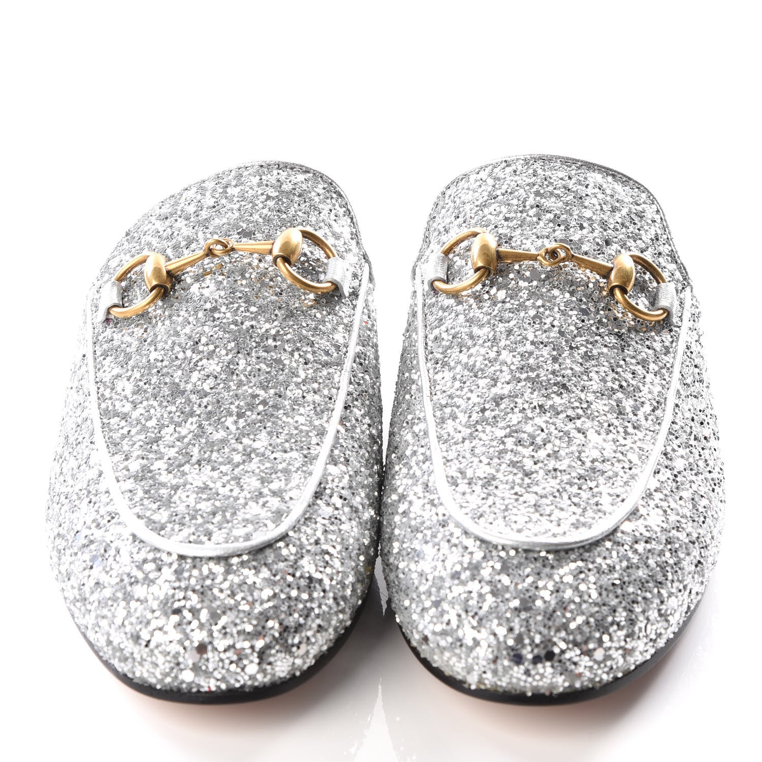 Gucci Glitter Womens Princetown Slippers 35 Silver 3 of 9