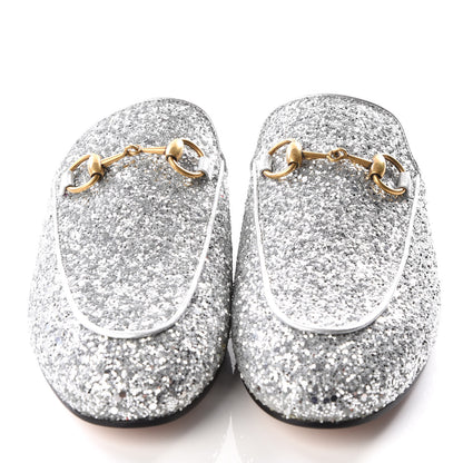 Gucci Glitter Womens Princetown Slippers 35 Silver 3 of 9