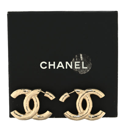 Chanel Metal Large CC Earrings Light Gold 5 of 5