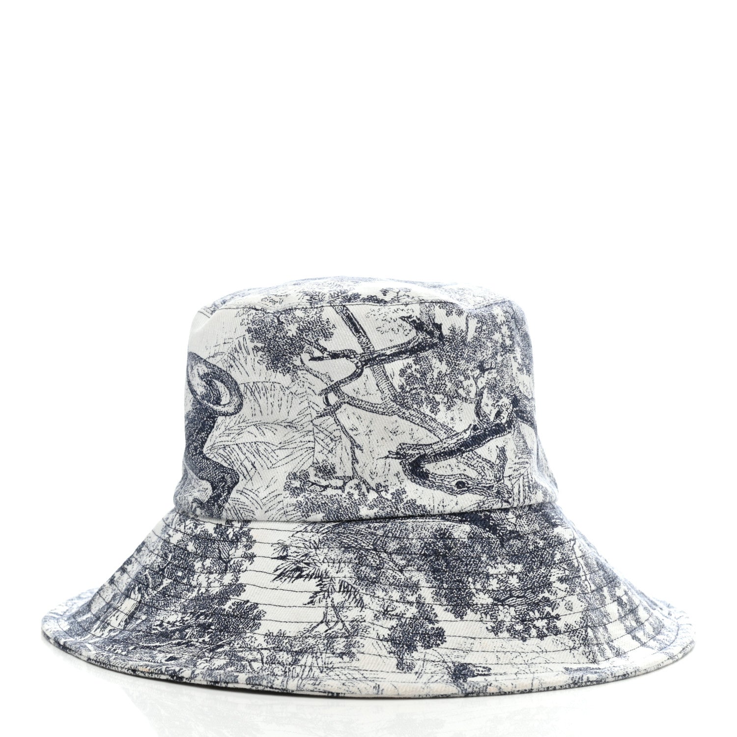Christian Dior Cotton Toile De Jouy Bucket Hat 57 Blue 4 of 7