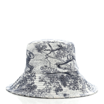Christian Dior Cotton Toile De Jouy Bucket Hat 57 Blue 4 of 7