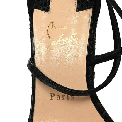 Christian Louboutin Cotton Braided Calfskin Bodrum 110 Wedge Sandals 38 Black 7 of 7