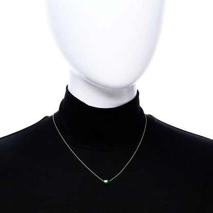 Tiffany 18K Yellow Gold Green Jade 9mm Elsa Peretti Bean Pendant Necklace 2 of 6