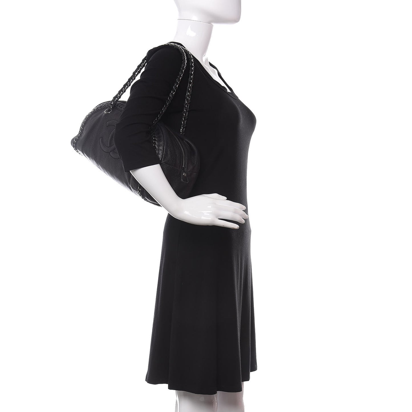 Goatskin Medium Luxe Ligne Bowler Black