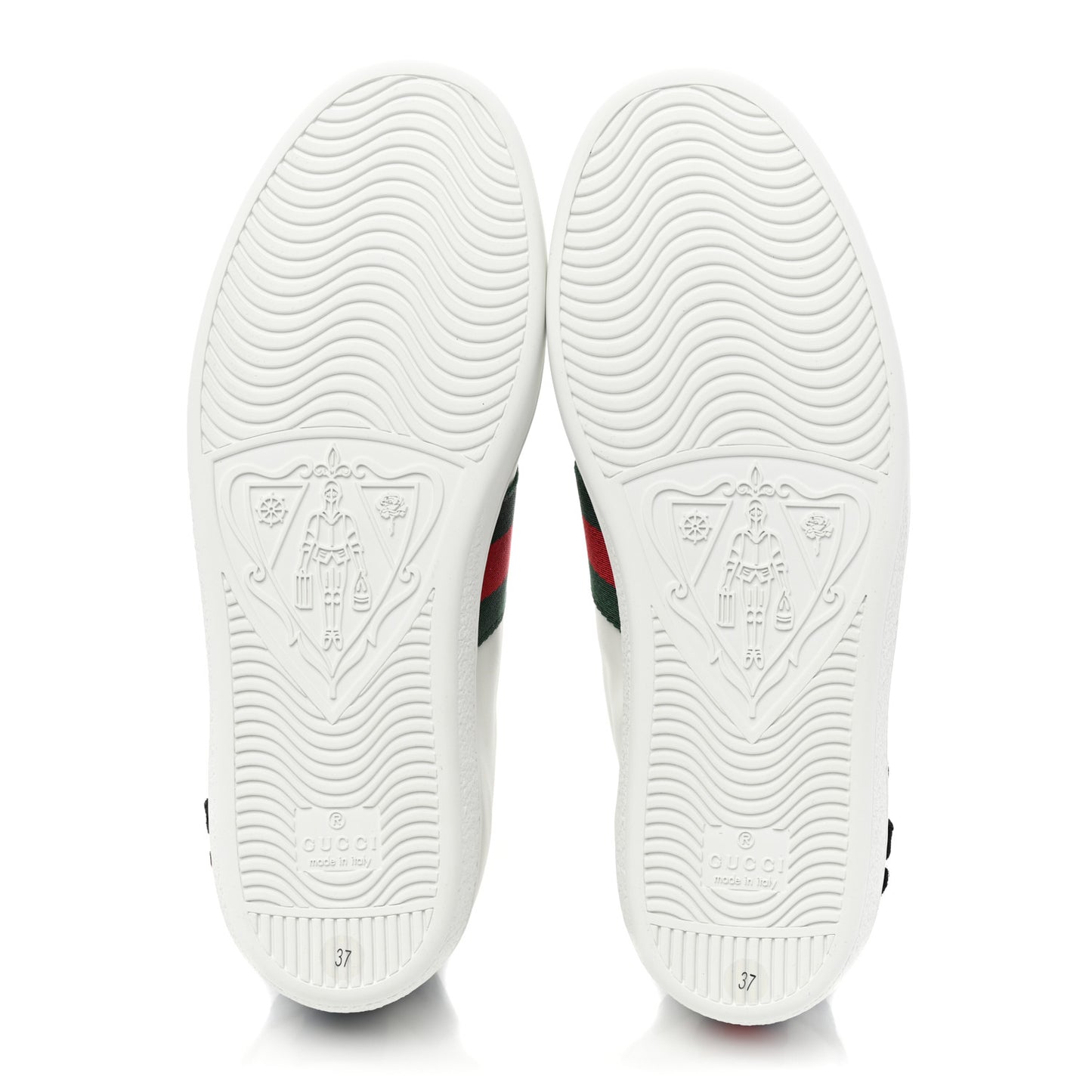 Calfskin Web Floral Embroidered Womens Ace Sneakers 37 White