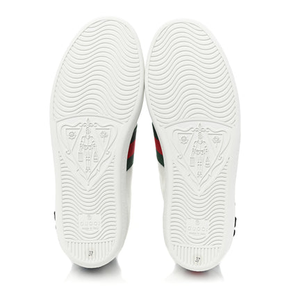 Gucci Calfskin Web Floral Embroidered Womens Ace Sneakers 37 White 6 of 10