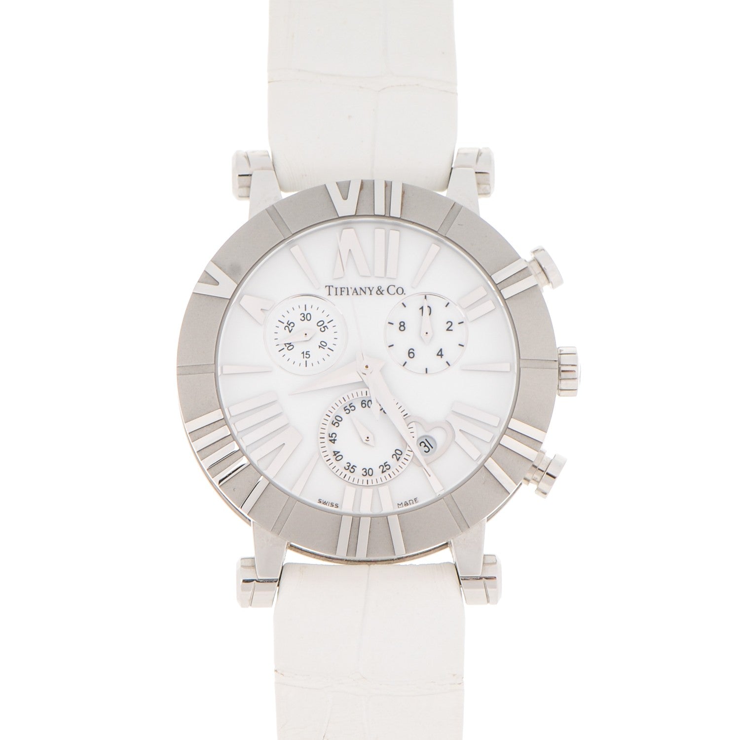 Tiffany Stainless Steel Alligator 36mm Atlas Chronograph Quartz Watch 1 of 9