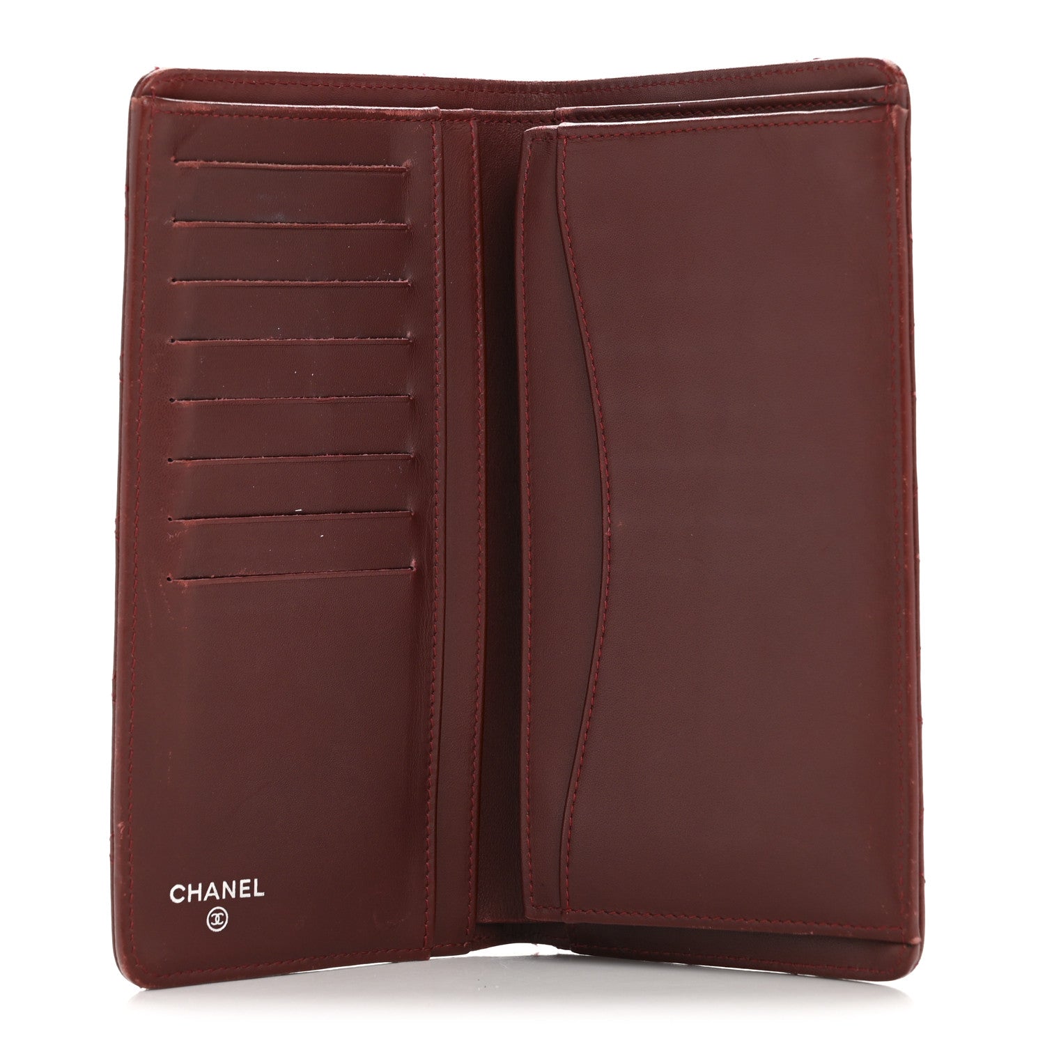Chanel Caviar Quilted Yen Wallet Dark Red 5 of 12