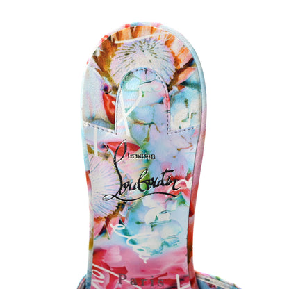 Christian Louboutin Crepe Satin Celebration Print Nicol Is Back 85 Slide Sandals 38.5 Multicolor 7 of 7