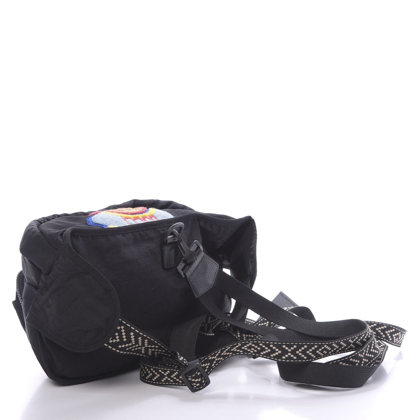 Nylon 80s Logo Patch Belt Bag Black