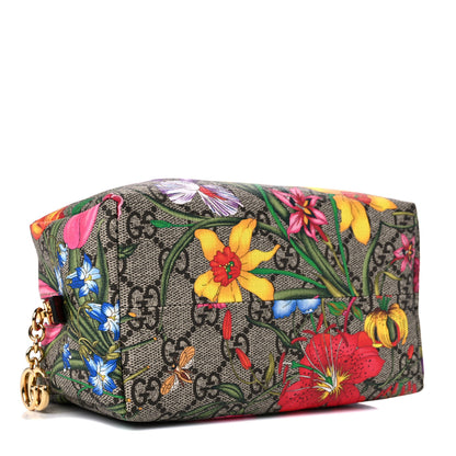 Gucci Soft GG Supreme Monogram Flora Calfskin Medium Ophidia Cosmetic Case Beige Ebony Multicolor Rosso 4 of 10