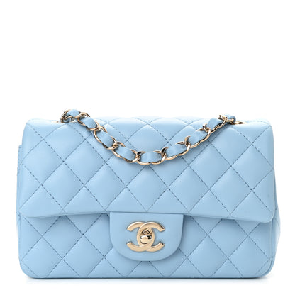 Chanel Lambskin Quilted Mini Rectangular Flap Light Blue 1 of 10