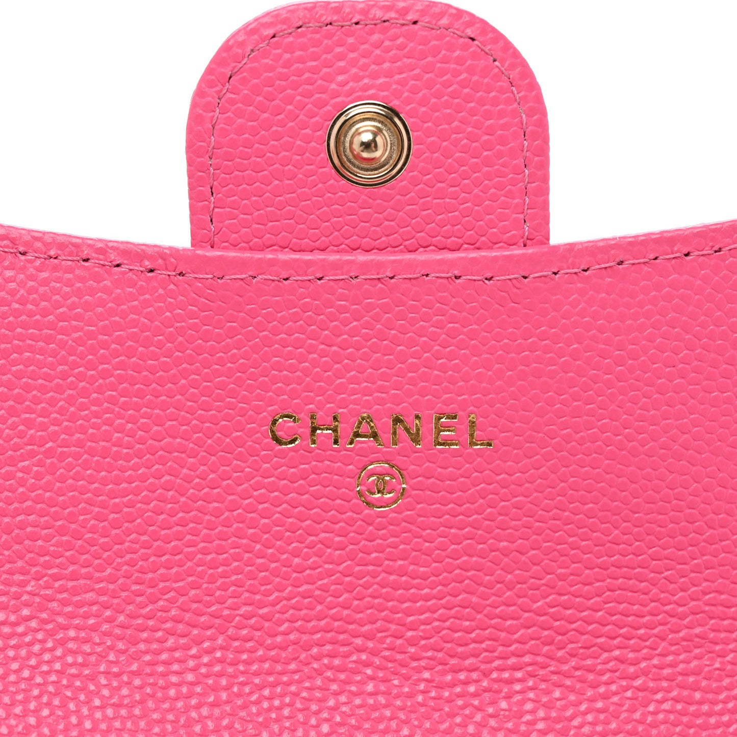 Caviar Quilted Flap Card Holder Wallet Pink