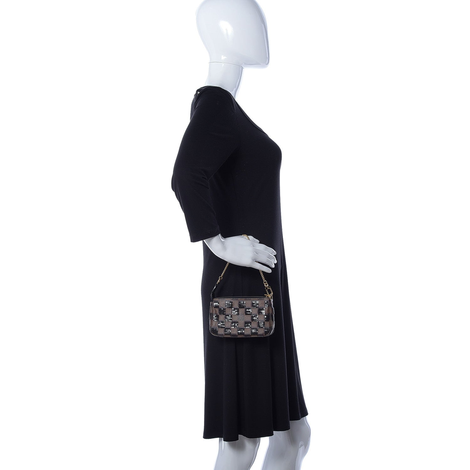 Louis Vuitton Damier Paillettes Mini Pochette Accessories Black 3 of 11