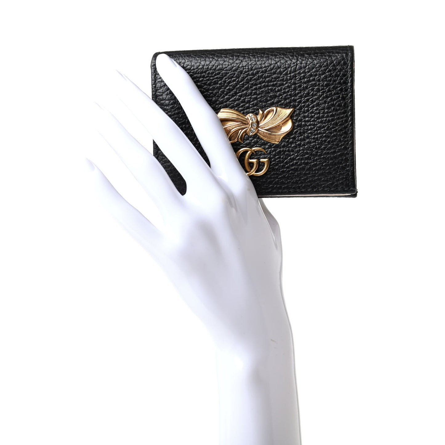 Calfskin GG Marmont Bow Card Case Black