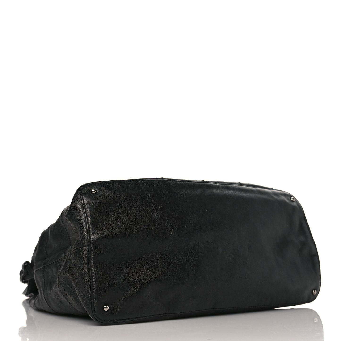 Calfskin Square Stitched Tassel Bag Black