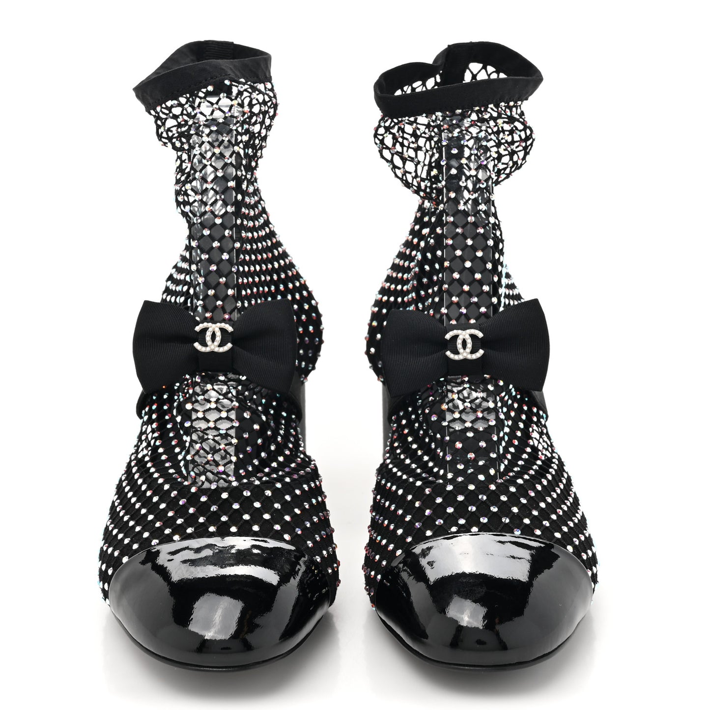 Resille Strass Kid Suede Patent Mary Jane Short Boots 38 Black