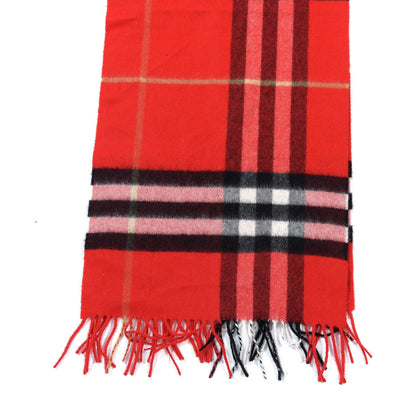 Burberry Cashmere Giant Check Fringe Scarf Bright Red 3 of 5
